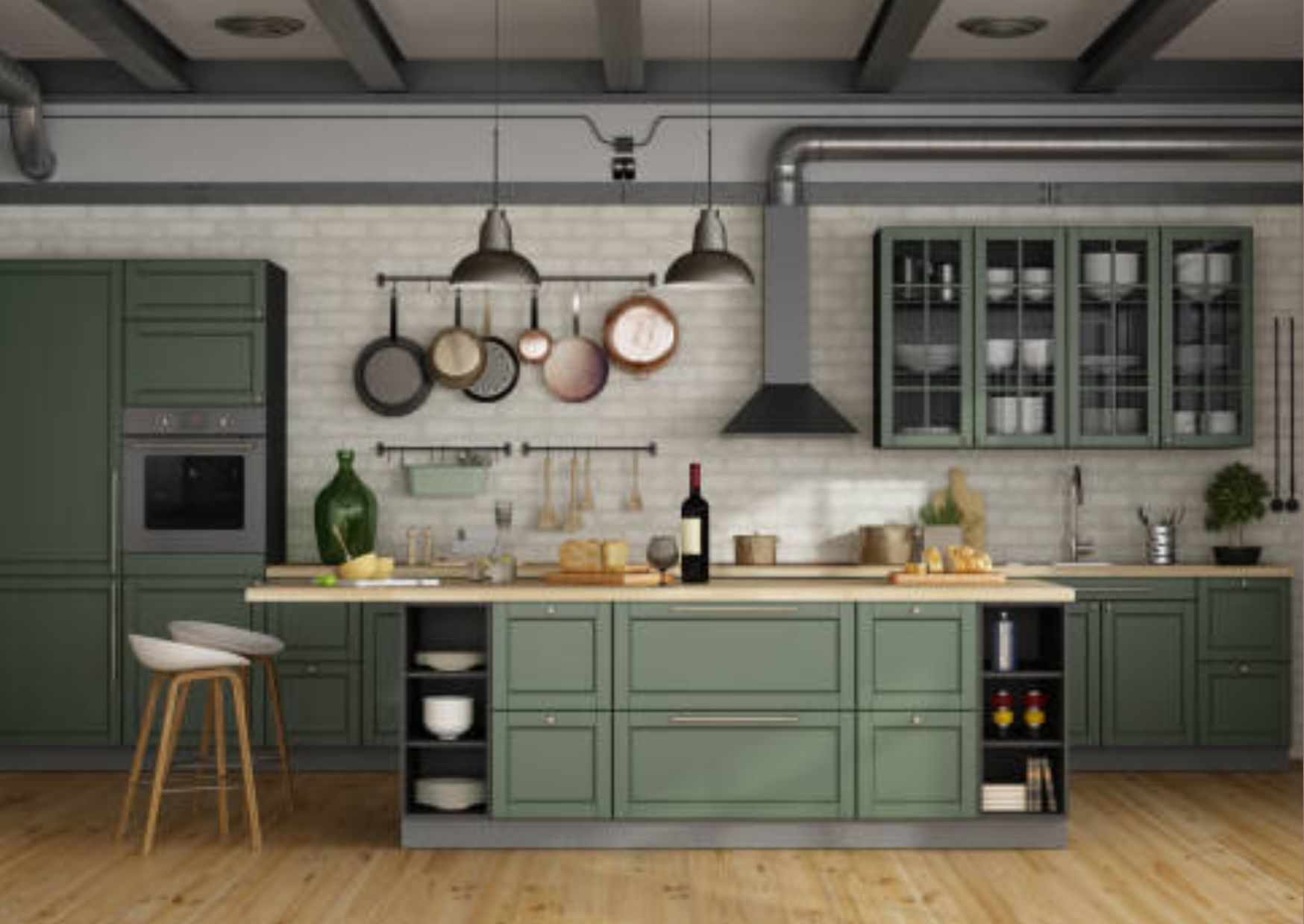 Decoración de cocinas en verde